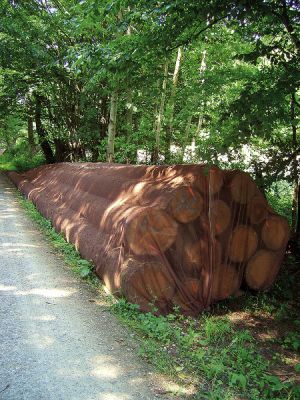 Holzstapel umhüllt mit Insektizidnetzen Quelle: BASF SE